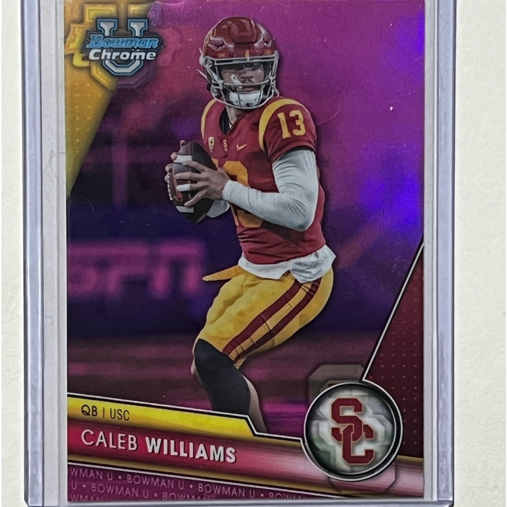 Caleb Williams QB Bowman Chrome Purple Refractor Football Card USC/Bears 🏈🔥🔥
